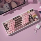 Black Pink Kitten 104+18 Clear PC+PBT Dye-subbed Pudding Jelly Keycaps Set OEM Profile Mechanical Keyboard